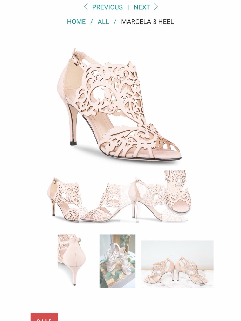 Marcela Laser-Cut Stiletto Sandal in Blush